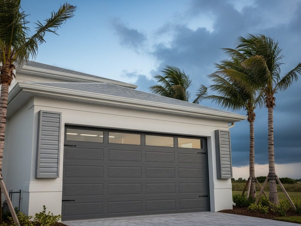 Hurricane-rated garage door install on a coastal Georgia estate